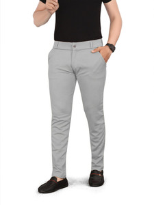 blaine slim fit men silver trousers