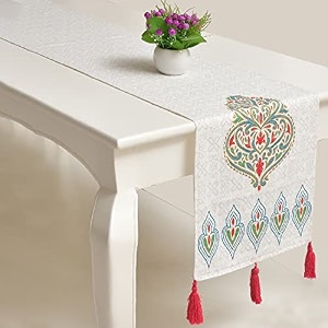 blanc 9 jashan 100 home amp kitchen pure cotton multicoloured 46 seater table runner33x182 cm