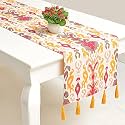Blanc 9 Rangbahar Ikat 100% Home & Kitchen Pure Cotton Yellow 4/6 Seater Table Runner|(33x182) cm