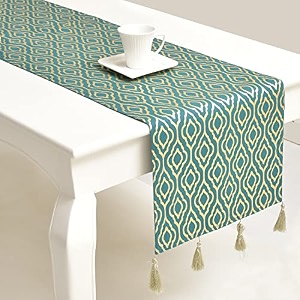 blanc 9 roshan teal colored 100 home amp kitchen pure cotton printed 46 seater table runner33x182 cm