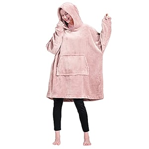 blanket hoodie warm wearable blanket blanket sweatshirt oversized fits all for teenager adult pink one size