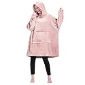 Blanket Hoodie Warm Wearable Blanket Blanket Sweatshirt Oversized Fits All for Teenager Adult, Pink, One Size