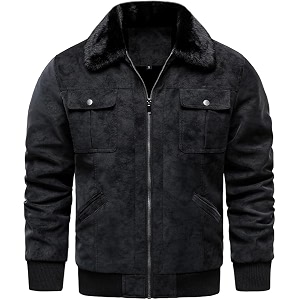 Blaq Ash Mens Faux Suede Bomber Jacket