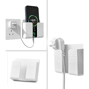 blaxstoc wall mounted mobile holder storage case for remote wall mounted mobile standmulti purpose stand with hole for phone charging white-pack of 2