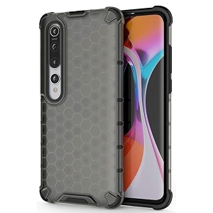 back case cover for  mi 10  honeycomb pattern polycarbonate hard bumper case for  mi 10  - black