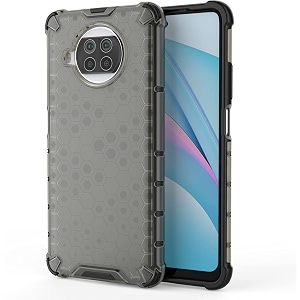 back case cover for  mi 10i 5g  honeycomb pattern polycarbonate hard bumper case for  mi 10i 5g  - black