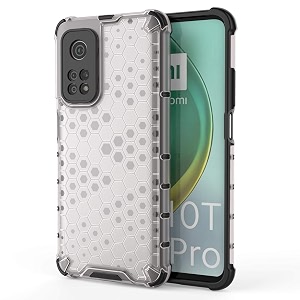 back case cover for  mi 10t  honeycomb pattern polycarbonate hard bumper case for  mi 10t  - transparent
