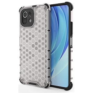 back case cover for  mi 11 lite  honeycomb pattern polycarbonate hard bumper case for  mi 11 lite  - transparent