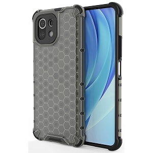 back case cover for  mi 11 lite 5g  honeycomb pattern polycarbonate hard bumper case for  mi 11 lite 5g  - black