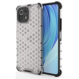 back case cover for  mi 11 lite ne 5g  honeycomb pattern polycarbonate hard bumper case for  mi 11 lite ne 5g  - transparent