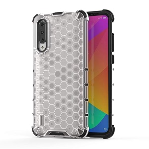 back case cover for  mi a3  honeycomb pattern polycarbonate hard bumper case for  mi a3  - transparent