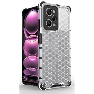 back case cover for  mi redmi note 12 pro 5g  honeycomb pattern polycarbonate hard bumper case for  mi redmi note 12 pro 5g  - transparent