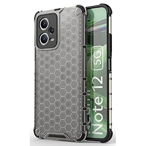 back case cover for  mi redmi note 12 5g  honeycomb pattern polycarbonate hard bumper case for  mi redmi note 12 5g  - black