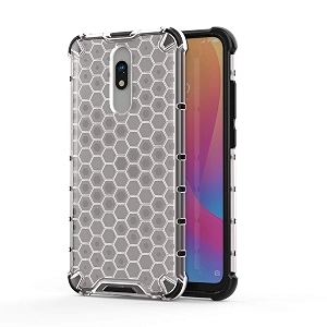 back case cover for  mi redmi 8  honeycomb pattern polycarbonate hard bumper case for  mi redmi 8  - transparent