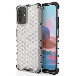 back case cover for  mi redmi note 10  honeycomb pattern polycarbonate hard bumper case for  mi redmi note 10  - transparent