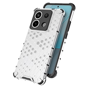 back case cover for  mi redmi note 13 pro 5g  honeycomb pattern polycarbonate hard bumper case for  mi redmi note 13 pro 5g  - transparent