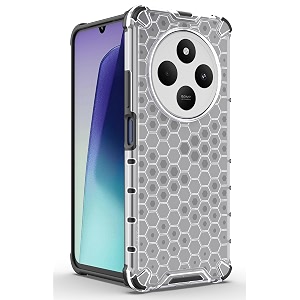 back case cover for  mi redmi 14c 5g  a4 5g  poco c75  honeycomb pattern polycarbonate hard bumper case for  mi redmi 14c 5g  a4 5g  poco c75  - transparent