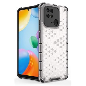 back case cover for  mi redmi 10 powerredmi 10  honeycomb pattern polycarbonate hard bumper case for  mi redmi 10 powerredmi 10  - transparent