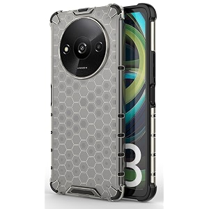 back case cover for  mi redmi a3 4g  poco c61 4g  honeycomb pattern polycarbonate hard bumper case for  mi redmi a3 4g  poco c61 4g  - black