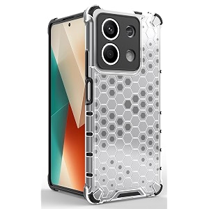 back case cover for  mi redmi note 13 5g  honeycomb pattern polycarbonate hard bumper case for  mi redmi note 13 5g  - transparent