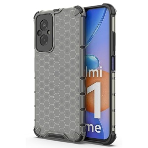 back case cover for  mi redmi 11 prime 4g  honeycomb pattern polycarbonate hard bumper case for  mi redmi 11 prime 4g  - black