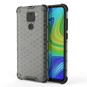 back case cover for  mi redmi note 9  honeycomb pattern polycarbonate hard bumper case for  mi redmi note 9  - black