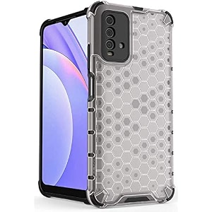 back case cover for  mi redmi 9 power  honeycomb pattern polycarbonate hard bumper case for  mi redmi 9 power  - transparent