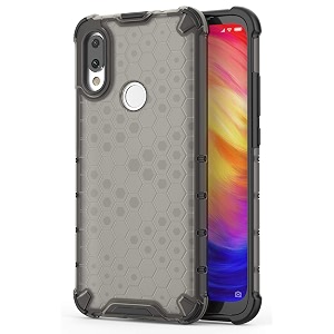 back case cover for  mi redmi note 7 pro  honeycomb pattern polycarbonate hard bumper case for  mi redmi note 7 pro  - black