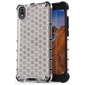 back case cover for  mi redmi 7a  honeycomb pattern polycarbonate hard bumper case for  mi redmi 7a  - transparent
