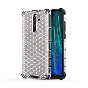 back case cover for  mi redmi note 8 pro  honeycomb pattern polycarbonate hard bumper case for  mi redmi note 8 pro  - transparent