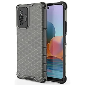 back case cover for  mi redmi note 10 pro max  honeycomb pattern polycarbonate hard bumper case for  mi redmi note 10 pro max  - black