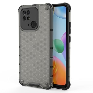 back case cover for  mi redmi 10 powerredmi 10  honeycomb pattern polycarbonate hard bumper case for  mi redmi 10 powerredmi 10  - black