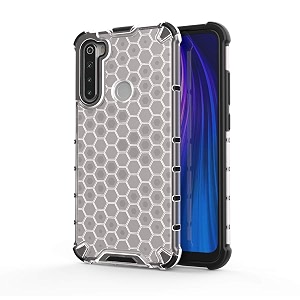 back case cover for  mi redmi note 8  honeycomb pattern polycarbonate hard bumper case for  mi redmi note 8  - transparent