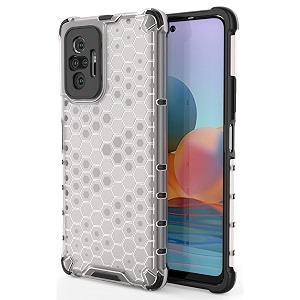 back case cover for  mi redmi note 10 pro  honeycomb pattern polycarbonate hard bumper case for  mi redmi note 10 pro  - transparent