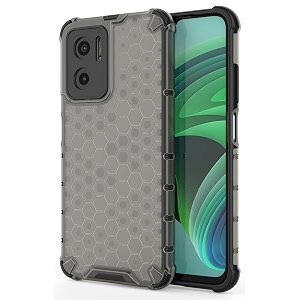back case cover for  mi redmi 11 prime 5g  honeycomb pattern polycarbonate hard bumper case for  mi redmi 11 prime 5g  - black