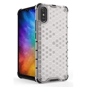 back case cover for  mi redmi 9i  honeycomb pattern polycarbonate hard bumper case for  mi redmi 9i  - transparent