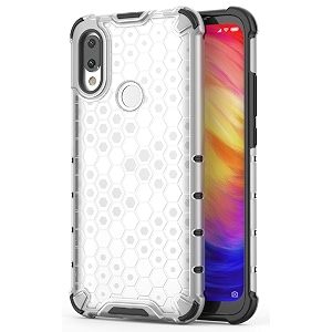 back case cover for  mi redmi note 7 pro  honeycomb pattern polycarbonate hard bumper case for  mi redmi note 7 pro  - transparent