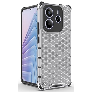 back case cover for  mi redmi note 14 5g  honeycomb pattern polycarbonate hard bumper case for  mi redmi note 14 5g  - transparent
