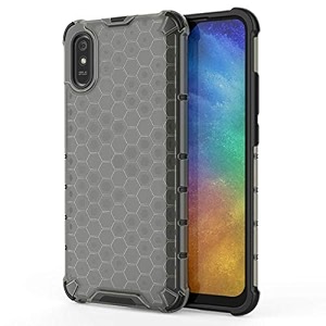 back case cover for  mi redmi 9a sport  9i sport  honeycomb pattern polycarbonate hard bumper case for  mi redmi 9a sport  9i sport  - black