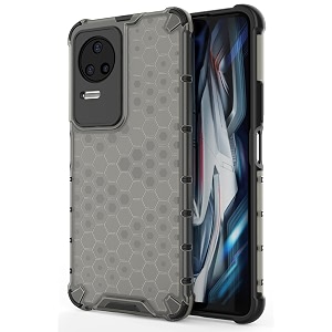 back case cover for  poco f4 5g  honeycomb pattern polycarbonate hard bumper case for  poco f4 5g  - black