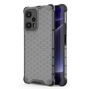 back case cover for  poco f5 5g  honeycomb pattern polycarbonate hard bumper case for  poco f5 5g  - black