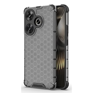 back case cover for  poco f6 5g  honeycomb pattern polycarbonate hard bumper case for  poco f6 5g  - black