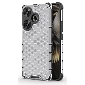 back case cover for  poco f6 5g  honeycomb pattern polycarbonate hard bumper case for  poco f6 5g  - transparent