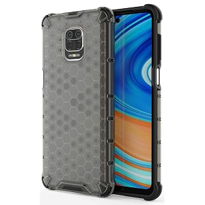 back case cover for  poco m2 pro  honeycomb pattern polycarbonate hard bumper case for  poco m2 pro  - black