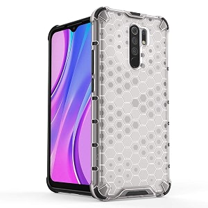 back case cover for  poco m2  honeycomb pattern polycarbonate hard bumper case for  poco m2  - transparent