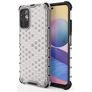 back case cover for  poco m3 pro 5g  honeycomb pattern polycarbonate hard bumper case for  poco m3 pro 5g  - transparent