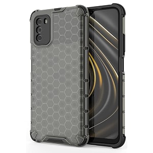 back case cover for  poco m3  honeycomb pattern polycarbonate hard bumper case for  poco m3  - black