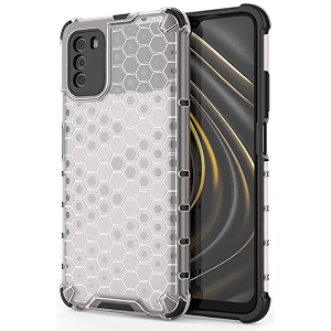 back case cover for  poco m3  honeycomb pattern polycarbonate hard bumper case for  poco m3  - transparent