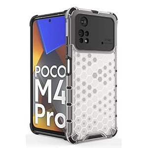 back case cover for  poco m4 pro 4g  honeycomb pattern polycarbonate hard bumper case for  poco m4 pro 4g  - transparent