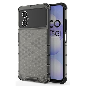 back case cover for  poco m4 5g  honeycomb pattern polycarbonate hard bumper case for  poco m4 5g  - black